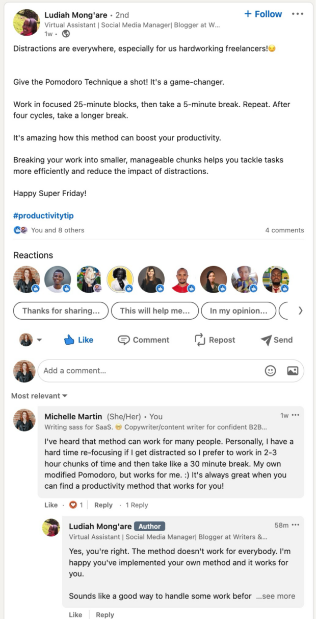 Ludiah Mong'are Pomodoro technique for freelancers