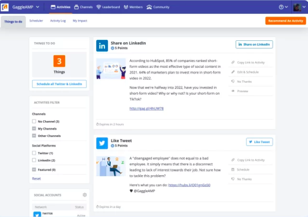 GaggleAMP Share on LinkedIn Employee Advocacy Tool