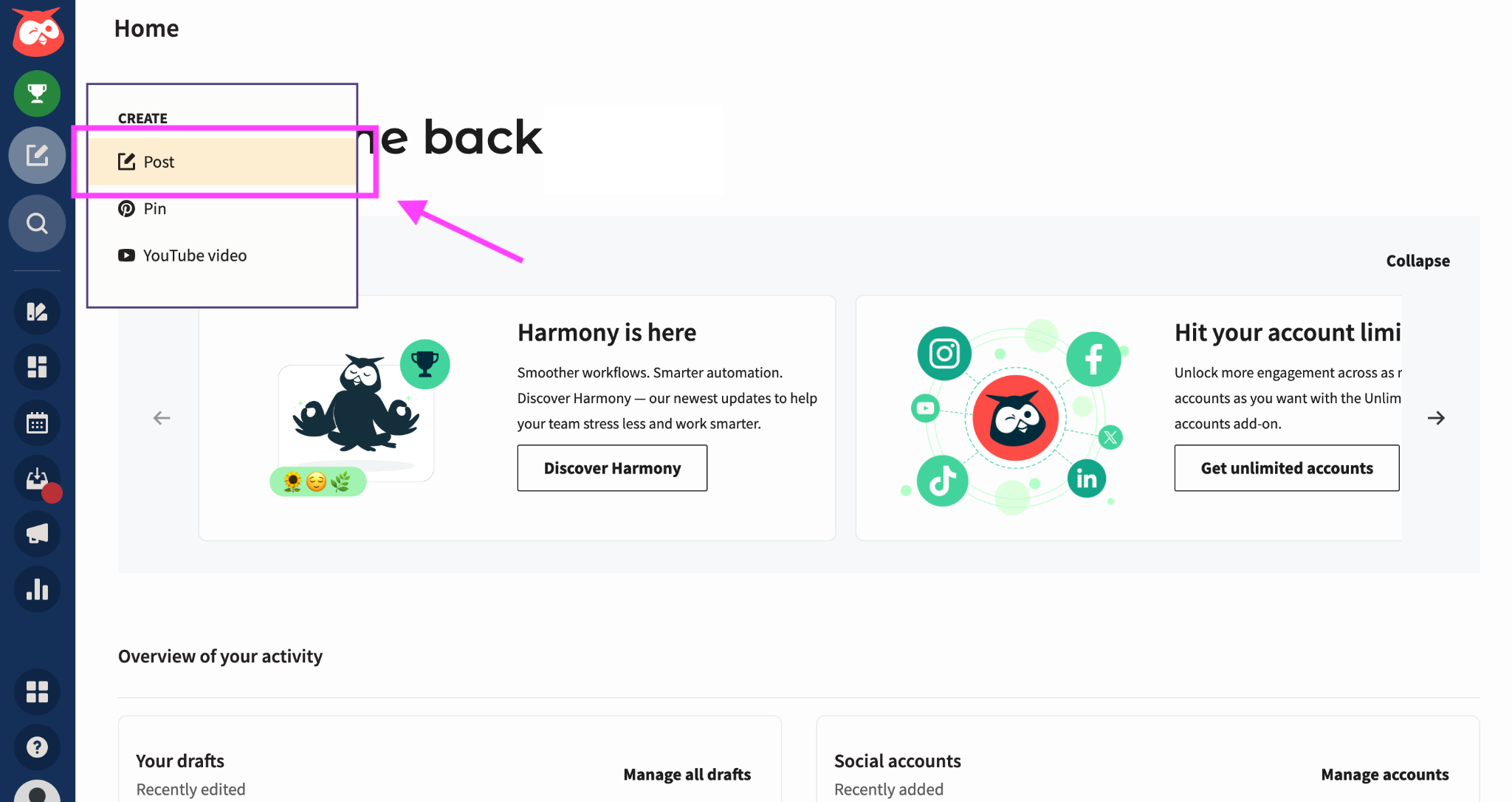 Post icon in Hootsuite Composer