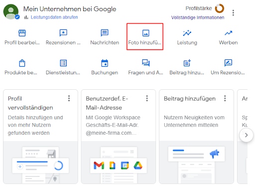 Nutzt die Option Foto hinzufügen