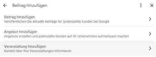 Fügt ein Angebot oder einen Event hinzu