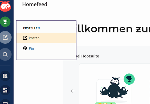 Auf Posten klicken, um einen Beitrag zu erstellen