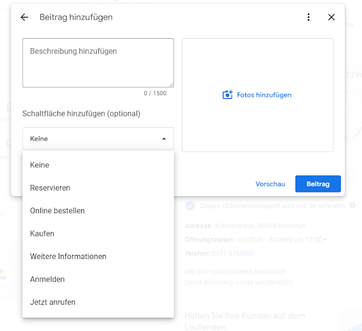 Beitrag und Button hinzufügen