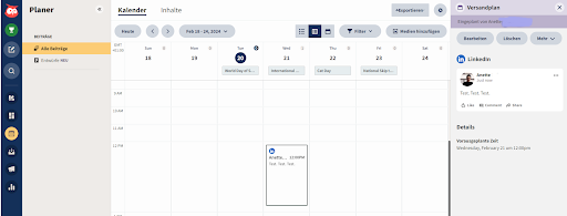 Kalender-Planer in Hootsuite