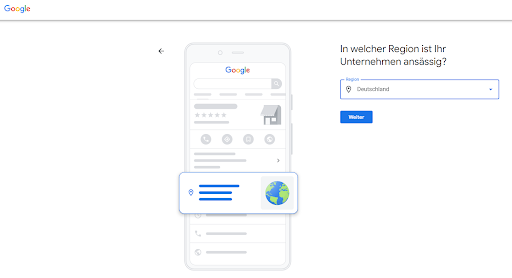 Google-Unternehmensprofil erstellen, Frage nach dem Standort des Unternehmens