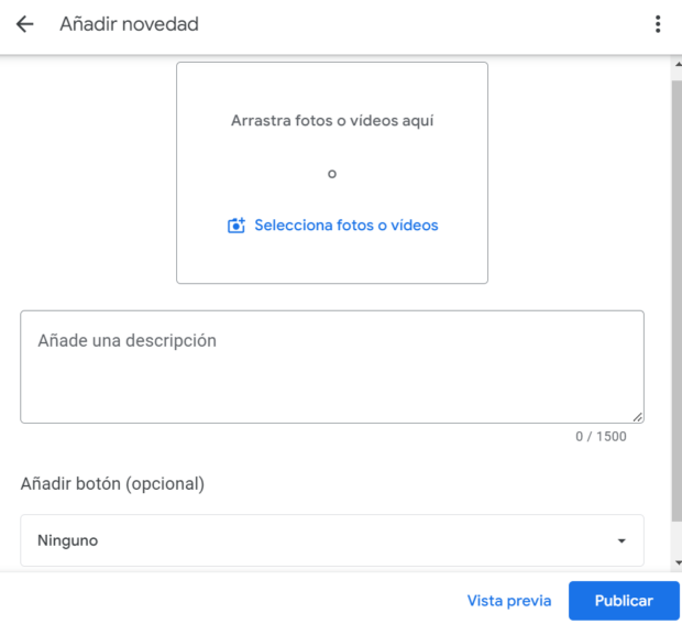 añadir novedad y botón