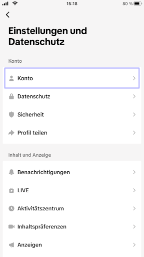 Screenshot: als Nächstes Konto wählen