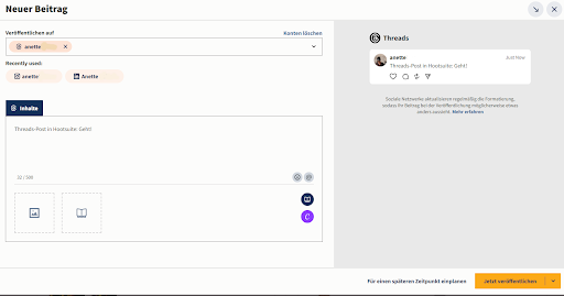 Threads-Post in Hootsuite terminieren