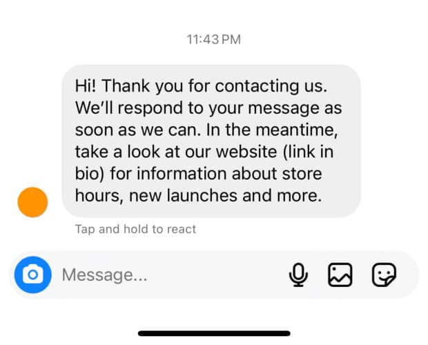 Instagram auto reply customer service