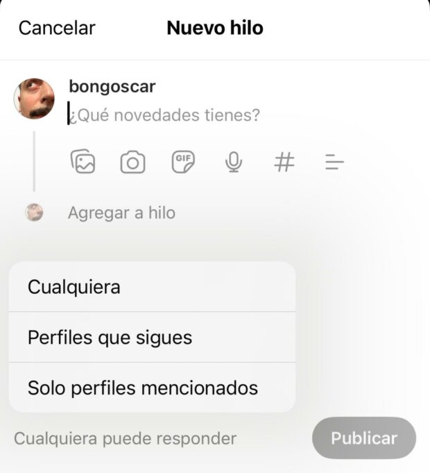 Selecciona quién puede responder a la publicación de un hilo