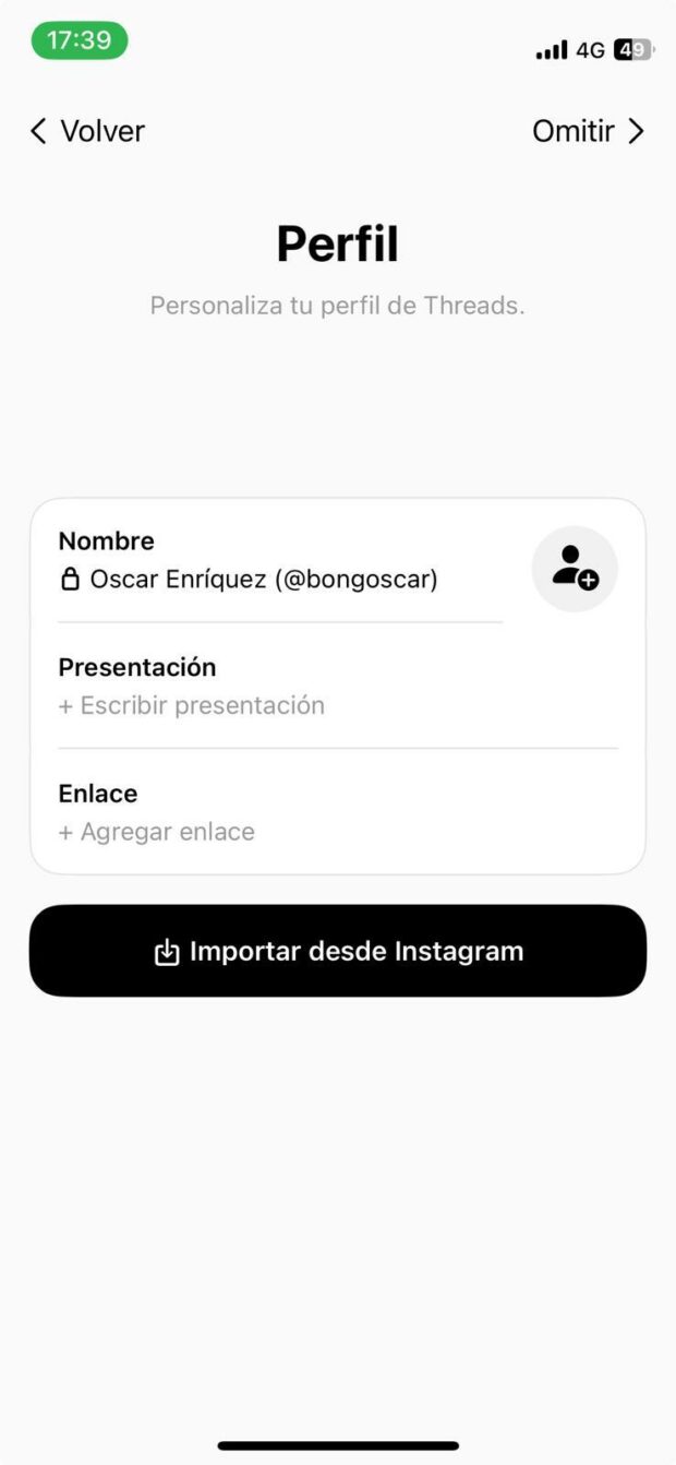 Personalización del perfil de Threads