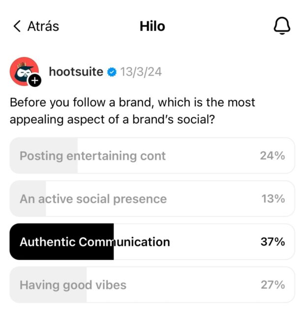 Hilo de publicación de Hootsuite en Threads