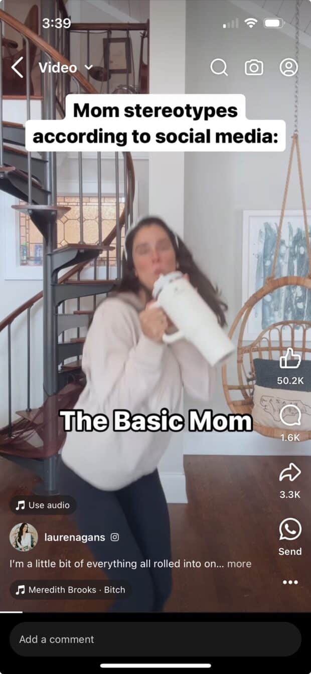 Facebook video example in Reel format