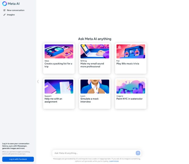 Ask Meta AI anything ChatGPT interface