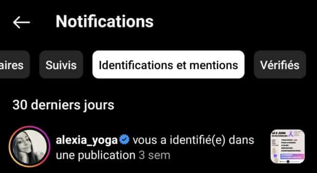 Tags et mentions reçus dans les 30 derniers jours