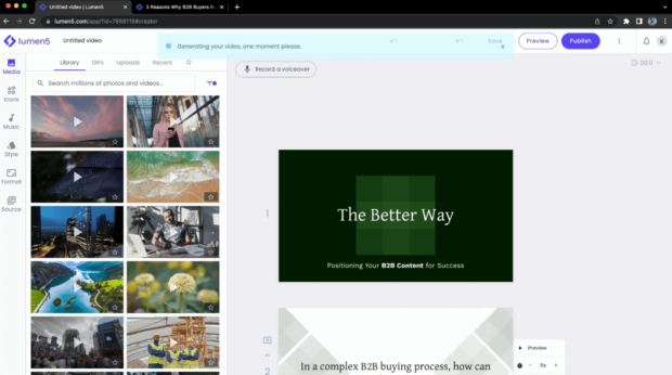 Lumen5 The Better Way position B2B content for success
