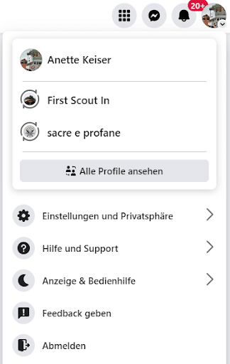  Facebook-Profil Dropdown-Menü