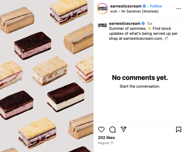 Earnest Ice Cream summer of sammies