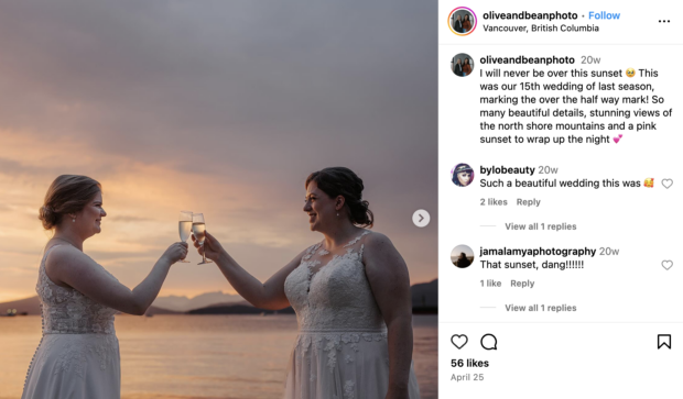 olive and bean photo sunset wedding