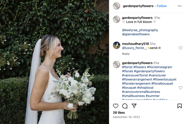 Garden party flowers wedding caption love in full bloom