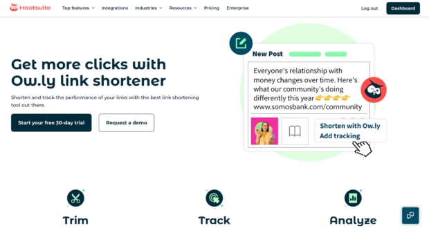 Hootsuite get more clicks with Ow.ly link shortener