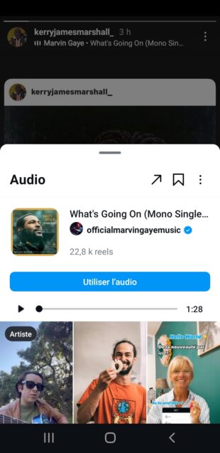  Icône d’enregistrement destiné à sauvegarder l’audio de la Story Instagram