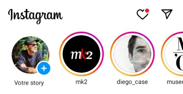 Feed de Stories Instagram, situé en haut de l’appli