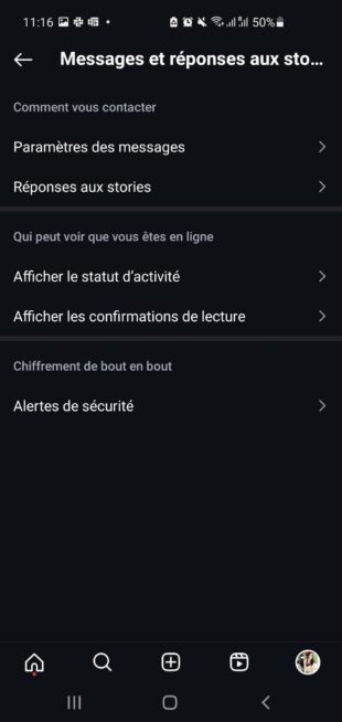 Messages et réponses aux Stories