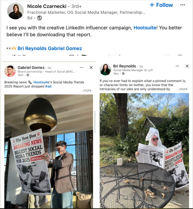 Hootsuite creative LinkedIn influencer campaign Social Trends Report