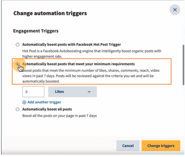 automatically boost post that meet minimum requirements