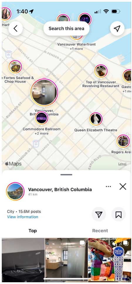 location tag Instagram stories for Vancouver British Columbia