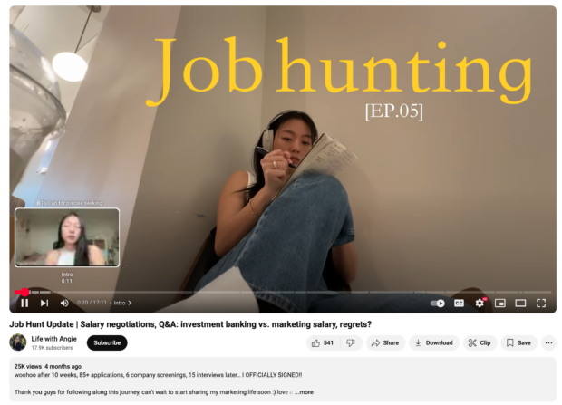 Job hunting youtube video episode 5