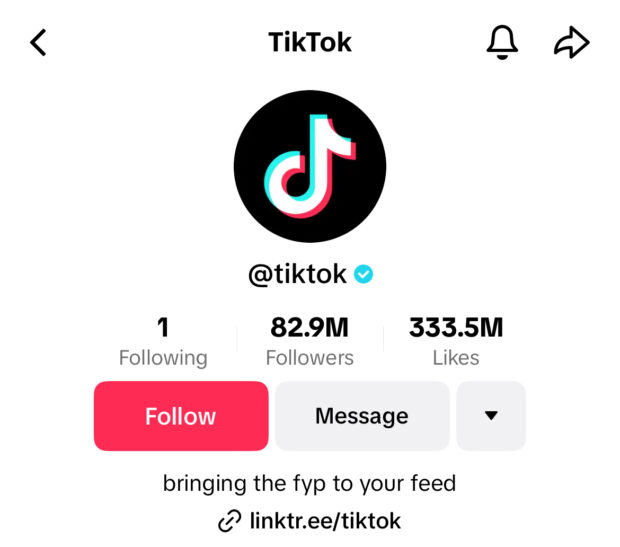TikTok page verified logo