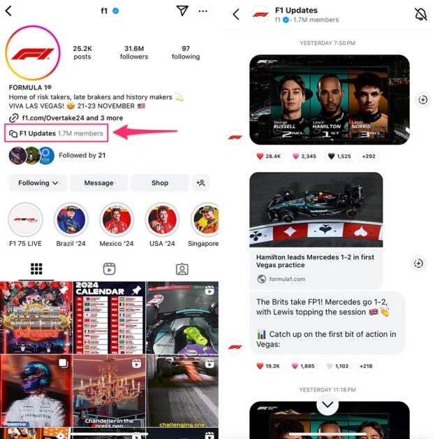 F1 updates broadcast channel with 1.7 million members