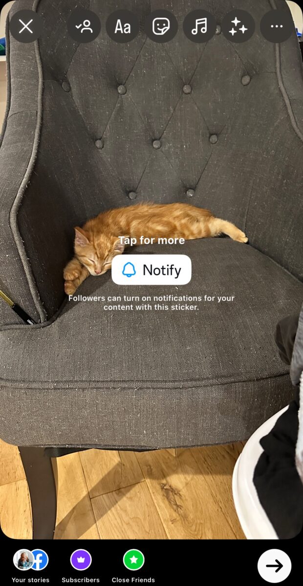 Notify sticker on Instagram Stories
