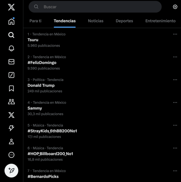  la pestaña de tendencias en x (twitter)