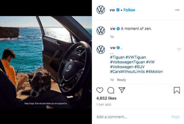 Screenshot che mostra come nascondere gli hashtag nel primo commento al post